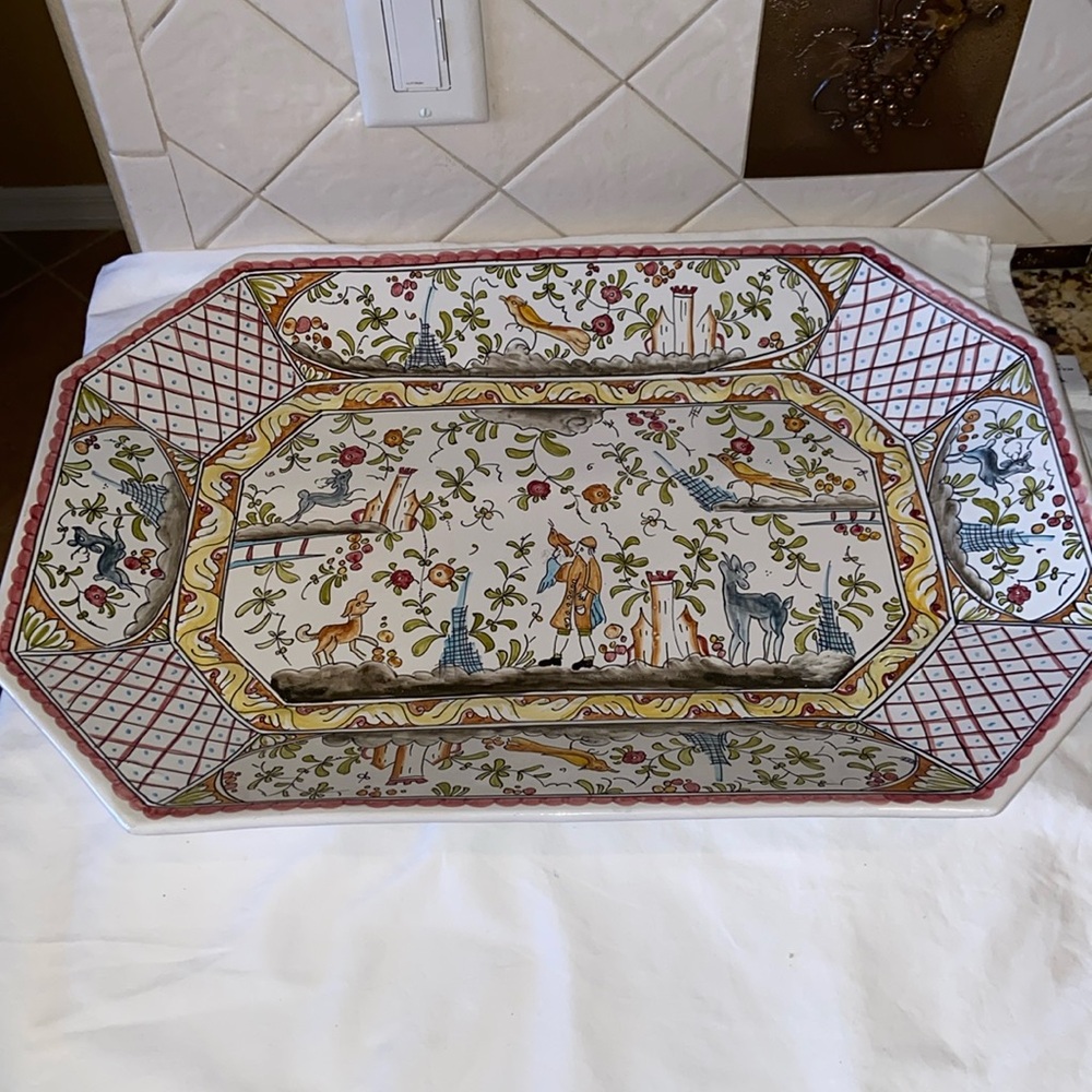 Vintage NORA FENTON ceramic handpainted platter portugal